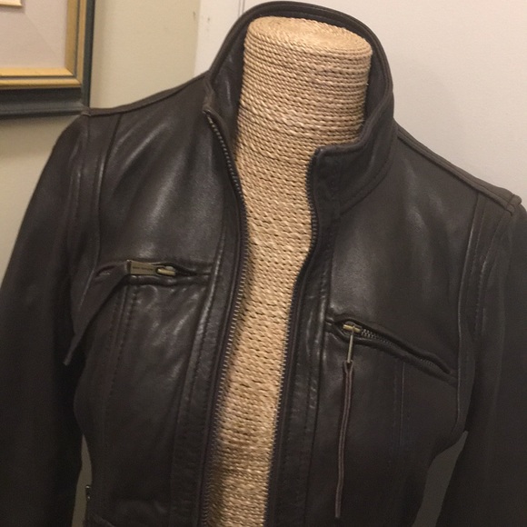 Brown Michael Kors leather moto Jacket VG - Picture 3 of 16